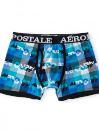 Pánské boxerky Aero Checkered Print Boxers - Modrá